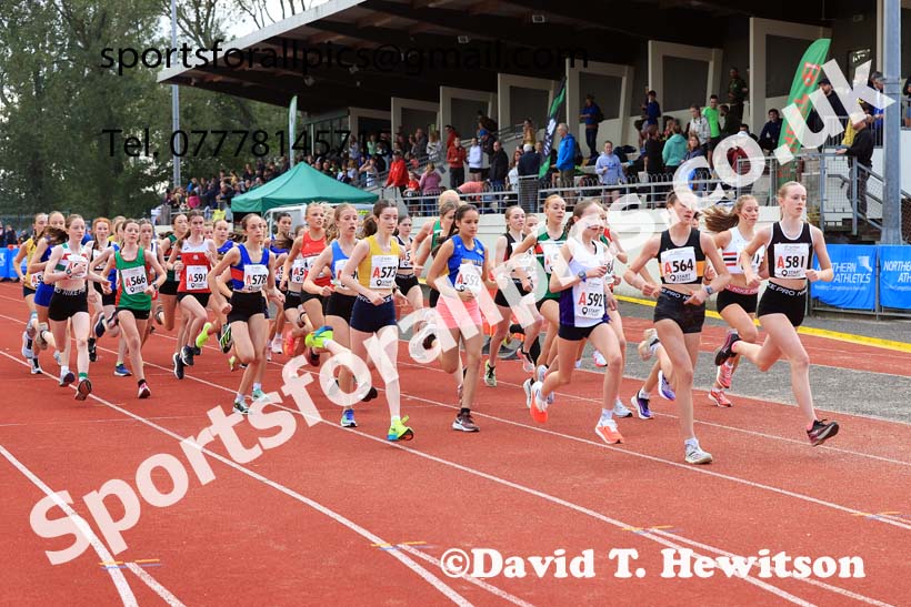 Girls Under-15s, 2024 Northern Mens 6 and Womens 4 and Youngsters Relays, Stanley Park, Blackpool.  Photo: David T. Hewitson/Sports for All Pics